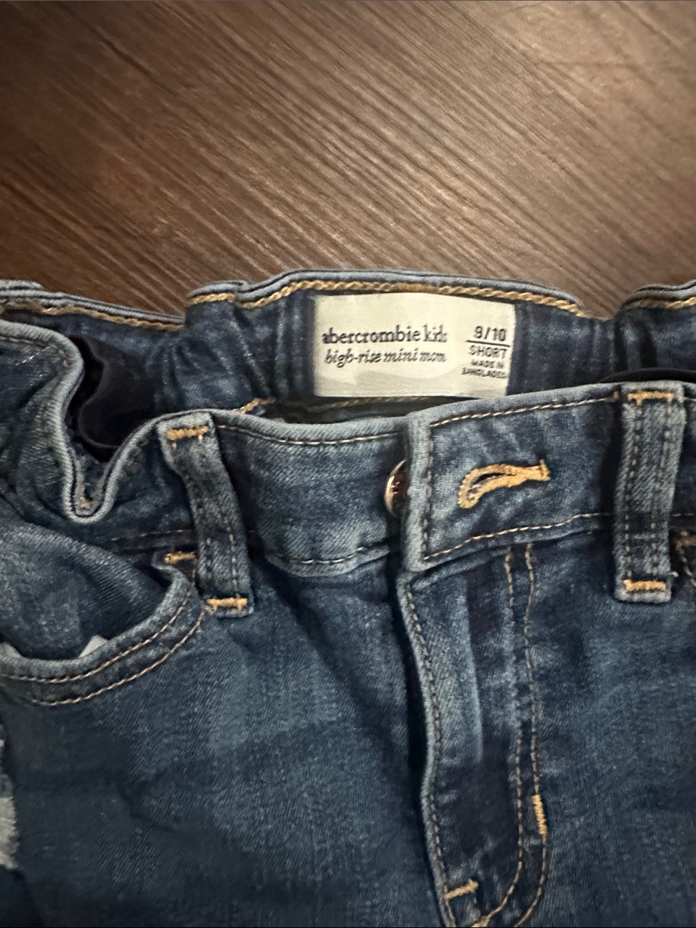 abercrombie kids dark blue denim high-rise mini mom jeans